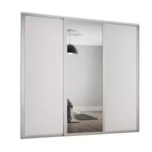 Image of Shaker 3 Door Sliding Wardrobe Kit Dove Grey Panel / Mirror with Dove Grey Frame (H)2260mm x (W)2136mm