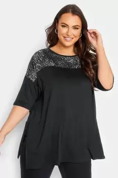 Image of Animal Print Contrast Detail Top