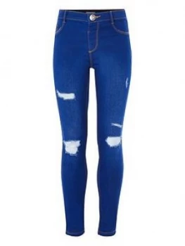 Image of River Island Ripped Molly Jeggings Blue Size 8 Years Girls