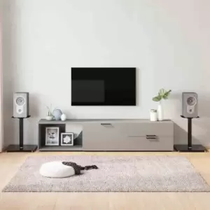 Image of Vidaxl Speaker Stands 2 Pcs Black Tempered Glass 1 Pillar Design