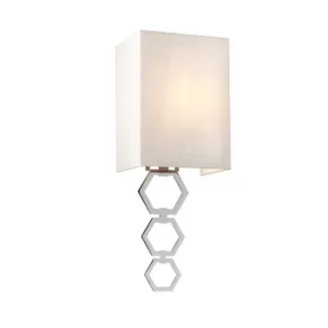 Image of Ria Small 1 Light Wall Light, Polished Chrome, Ivory Faux Silk Shade