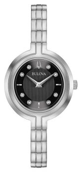 Image of Bulova Rhapsody Womens Steel Bracelet Black Dial Watch