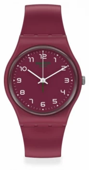 Image of Swatch WAKIT Burgundy Plastic Strap Burgundy Dial Watch