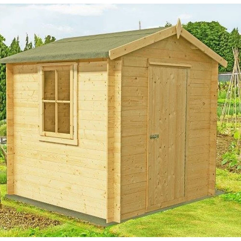 Image of Shires Danbury Log Cabin Home Office Garden Room Approx 7 x 7 Feet in Light Brown Light Brown Unisex