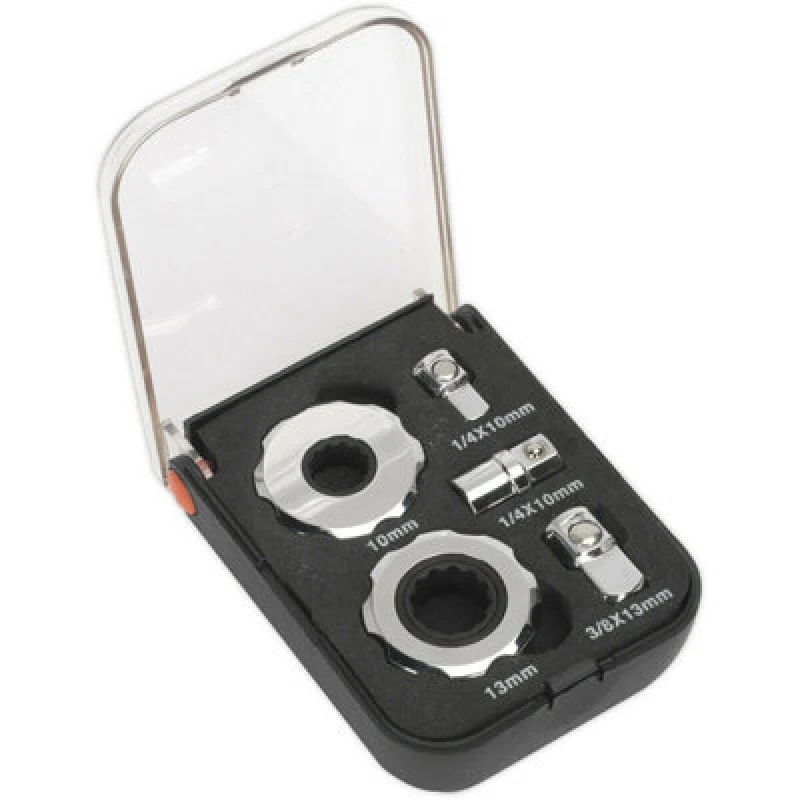 Image of Loops 5 Piece Palm Ratchet Set - 1/4" & 3/8" Sq Drive - 72-Tooth Ratchet - Bit Adaptor Multi