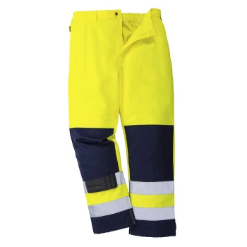 Image of Portwest Seville Hi Vis Work Trousers Yellow / Navy M