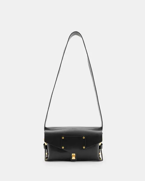 Image of AllSaints Miro Turn Lock Leather Satchel Bag