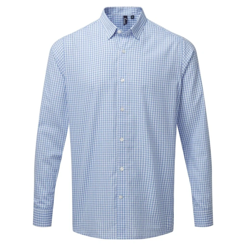 Image of Premier Premier Men Maxton Check Long Sleeve Shirt in Light Blue Size: Small Light Blue S Male 5059444608636