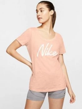 Image of Nike Training Dri-Fit Cotton T-Shirt - Washed Coral