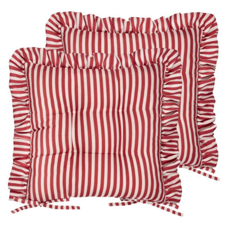 Image of Wylder Millie Ruffle 2 Pack Indoor/Outdoor Seat Pads in Red Size: 40cm x 40cm Red Unisex 40cm x 40 cm