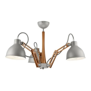Image of Lamkur Lighting - Marcello Adjustable Multi Arm Pendant Ceiling Light Rustic, 3x E27