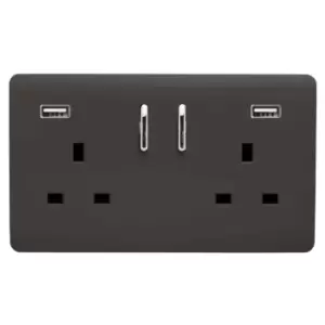 Image of Trendi 2 Gang 13A Socket 2 USB Dark Brown