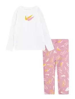 Image of Nike Kids Girls Print Pack T-Shirt and Legging Set, White, Size 2-3 Years, Women