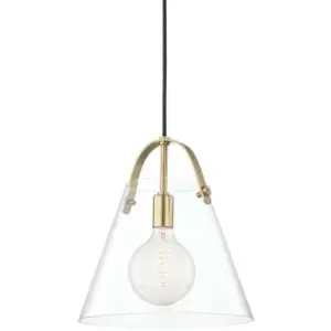 Image of Pendant light Karin Steel Brass 1 bulb 36.2cm