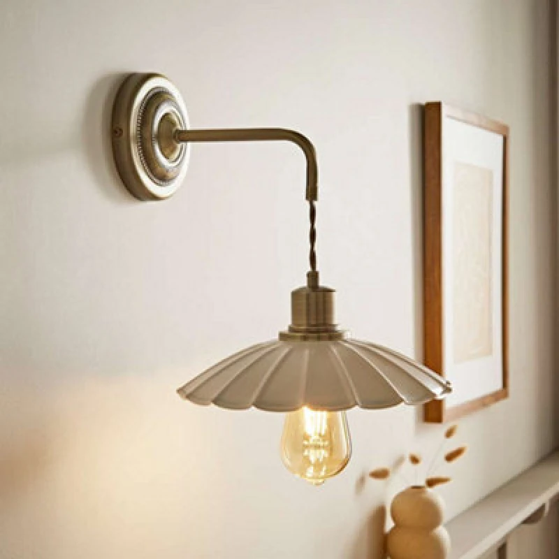 Image of Valuelights Holborn Cream Scallop Adjustable Wall Light