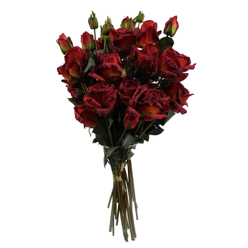 Image of Leaf 6 x 60cm Red Rose Artificial Flower Sprays - 24 Flowers 18 Buds