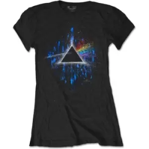 Image of Pink Floyd - Dark Side of the Moon Blue Splatter Ladies XX-Large T-Shirt - Black