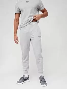 Image of Reebok Workout Ready Piping Joggers - Medium Grey Heather, Size S, Men
