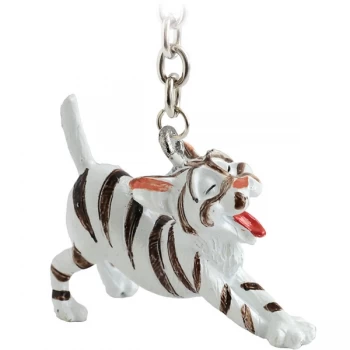 Image of Little Paws Key Ring Silver Tabby Cat