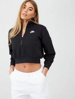 Image of Nike Nsw Essential Half Zip Crop Sweat Top - Black