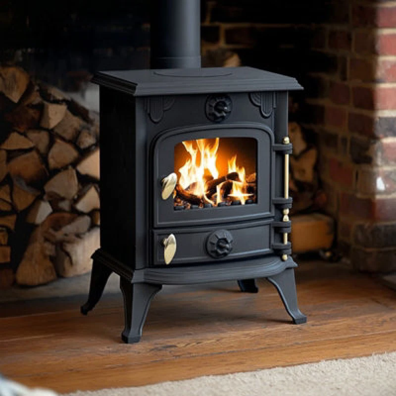 Image of RoyalFire 5kW Cast Iron Solid Multifuel Wood Burning Stove Dark Grey