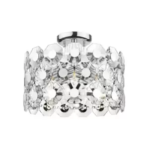 Image of Impex Bahamas 5 Light Semi Flush Ceiling Light Chrome Crystal