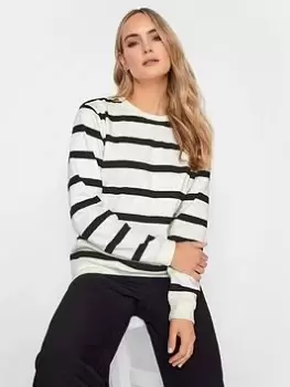 Image of Long Tall Sally Mono Stripe Sweatshirt, Cream, Size 10, Women