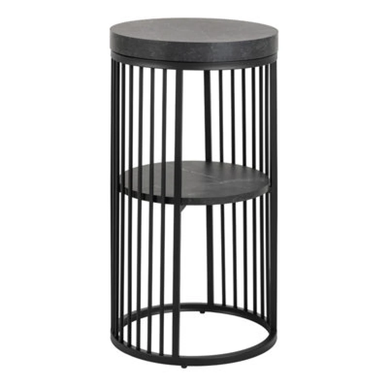 Image of Furniture To Go Strington Round Bedside Table 1 Shelf in Matt Black Unisex