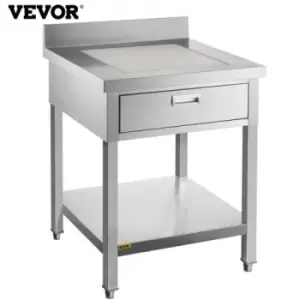 Image of VEVOR Commercial Food Prep Worktable 24x30 in Stainless Steel Table with Drawer Kitchen Utility Table with Undershelf and Backsplash Kitchen Island 66