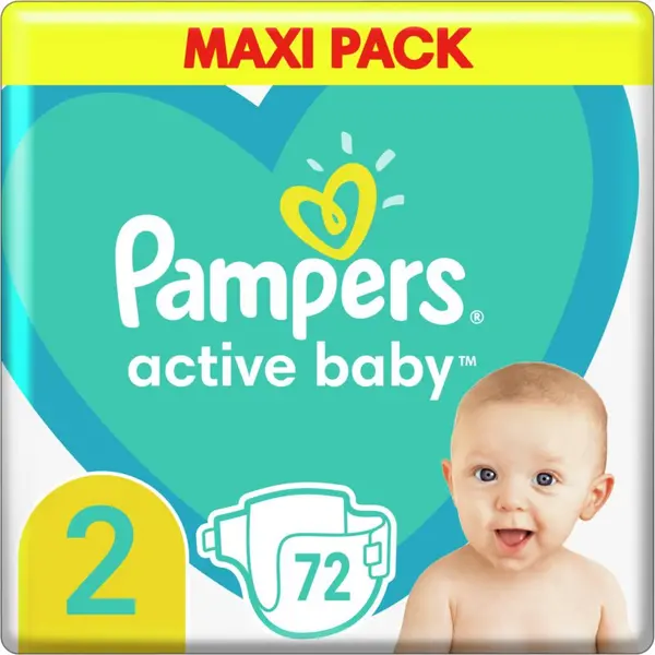 Image of Pampers Active Baby Size 2 72 Nappies