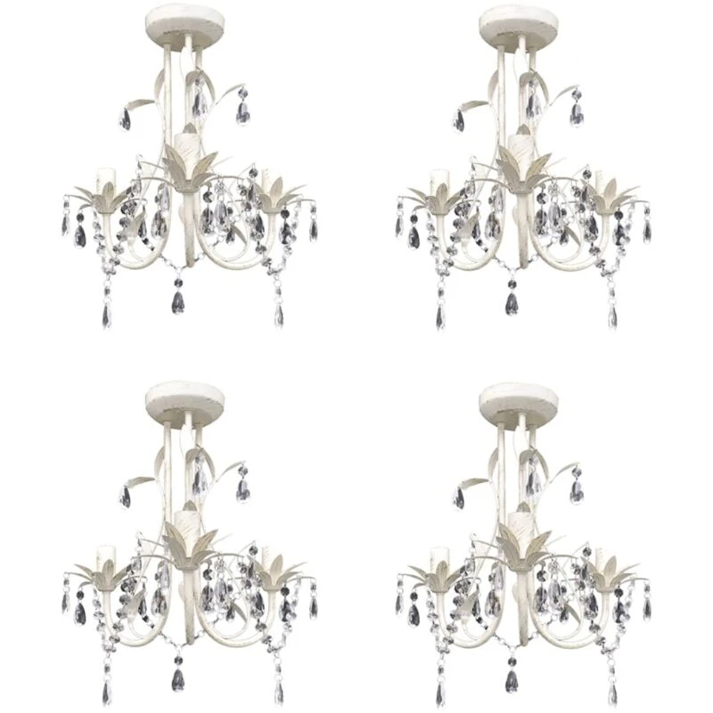 Image of VIDAXL Crystal Pendant Ceiling Lamp Chandeliers 4 pcs Elegant White vidaXL 278739