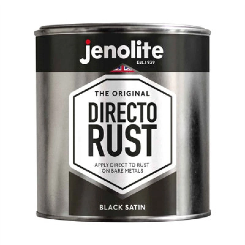 Image of Jenolite Directorust All-in-One Multi Surface Paint - Black Satin - 1L