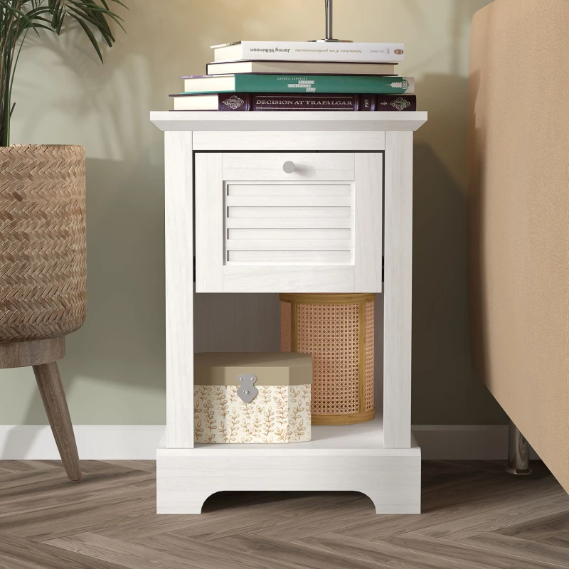 Image of GFW Salcombe 1 Drawer Lamp Table White SALLAMWHT