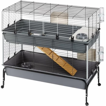 Image of Ferplast - Rabbit Cage Rabbit 120 Double with Stand 118x58x117cm Grey - Grey