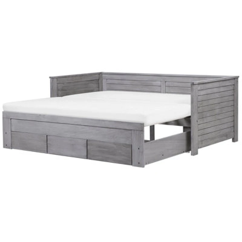 Image of Beliani Bed With Storage Drawers Wood Cahors 90 X 200 Cm (Eu Single) Grey