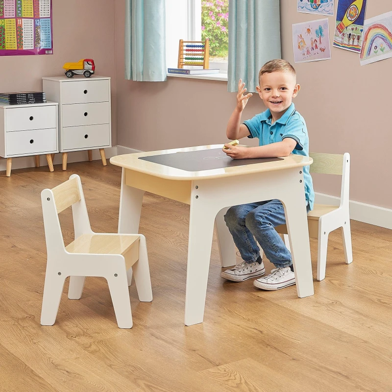 Image of Liberty House Toys Liberty House Toys Kids Storage Table & 2 Chair - White Wood