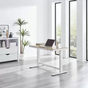 Image of Furniturebox Atticus Height Adjustable Seated Standing Office Desk - Oak Effect and White Legs