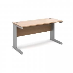 Image of Vivo Straight Desk 1400mm x 600mm - Silver Frame Beech Top