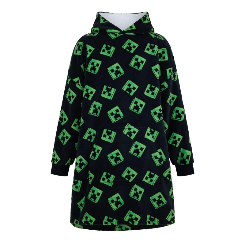 Image of Character Mens Minecraft Fleece Snuggle Hoodie - Black L