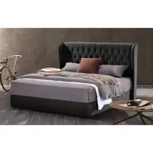 Image of Mariappa Upholstered Beds - Plush Velvet, Single Size Frame, Black - Black