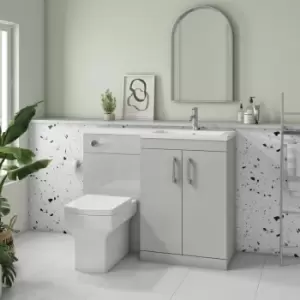 Image of 1100mm Grey Toilet and Sink Unit Right Hand with Chrome Fittings - Ashford