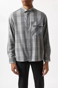 Image of Mens Grey Checked Large Pocket Shirt