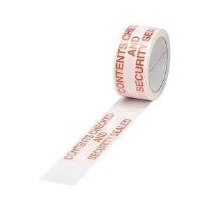 Image of 5 Star Office Printed Tape Contents Checked Polypropylene 50mm x 66m Red on White Pack of 6