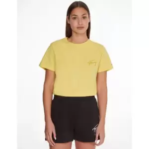 Image of Embroidered Logo T-Shirt in Recycled Cotton with Short Sleeves