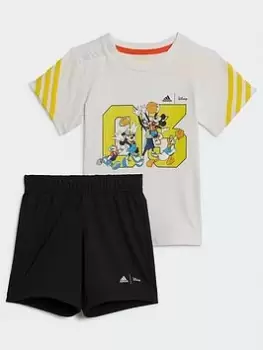 Image of adidas Disney Toddler Boys Mickey Mouse Short & Tee Set - White/Black, Size 6-9 Months