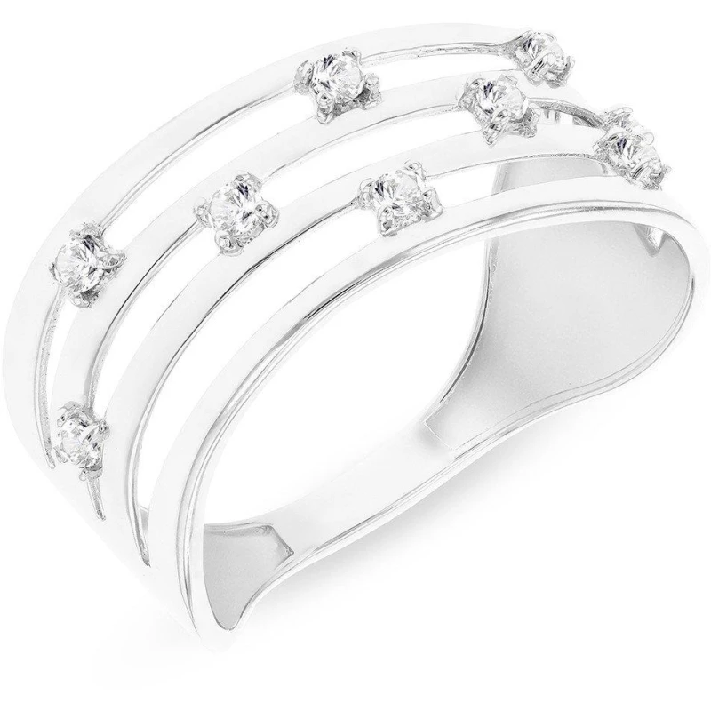 Image of Be You 9ct Gold CZ 4 row Wave Ring White Gold female K