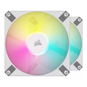 Image of Corsair iCUE AF120 RGB SLIM 12cm PWM Case Fans x2 8 ARGB LEDs FDM Bearing 600-2000 RPM RGB Controller Included White 2 Pack