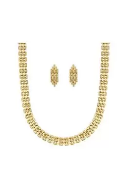 Image of Mood Gold Textured Vintage Chain Necklace And Earring Set