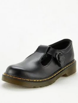 Image of Dr Martens Girls Polley T Bar School Shoes - Black, Size 2 Older