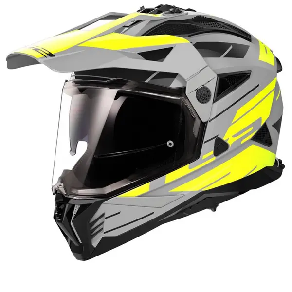 Image of LS2 MX702 Pioneer II Namib Matt Grey H-V Yellow Adventure Helmet Size S